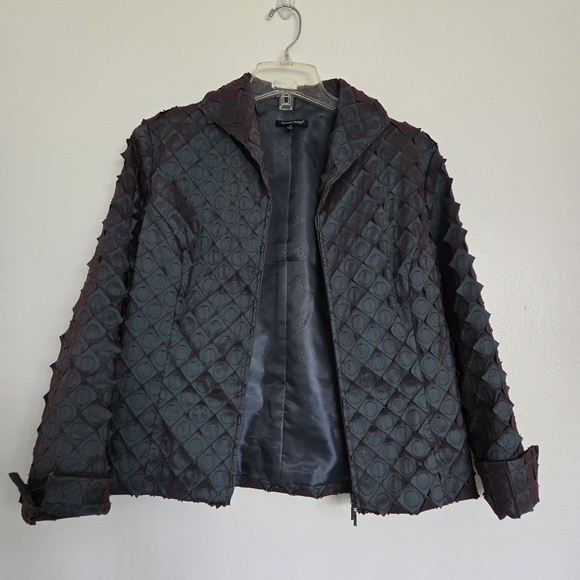 Samuel Dong Women's Geometric Zip-up Jacket Gray/purple Size M - Picture 1 of 9